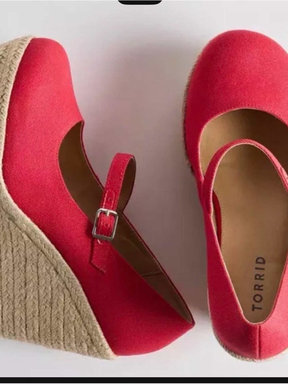 torrid Red Canvas Mary Jane Espadrille Wedges with Ankle Strap